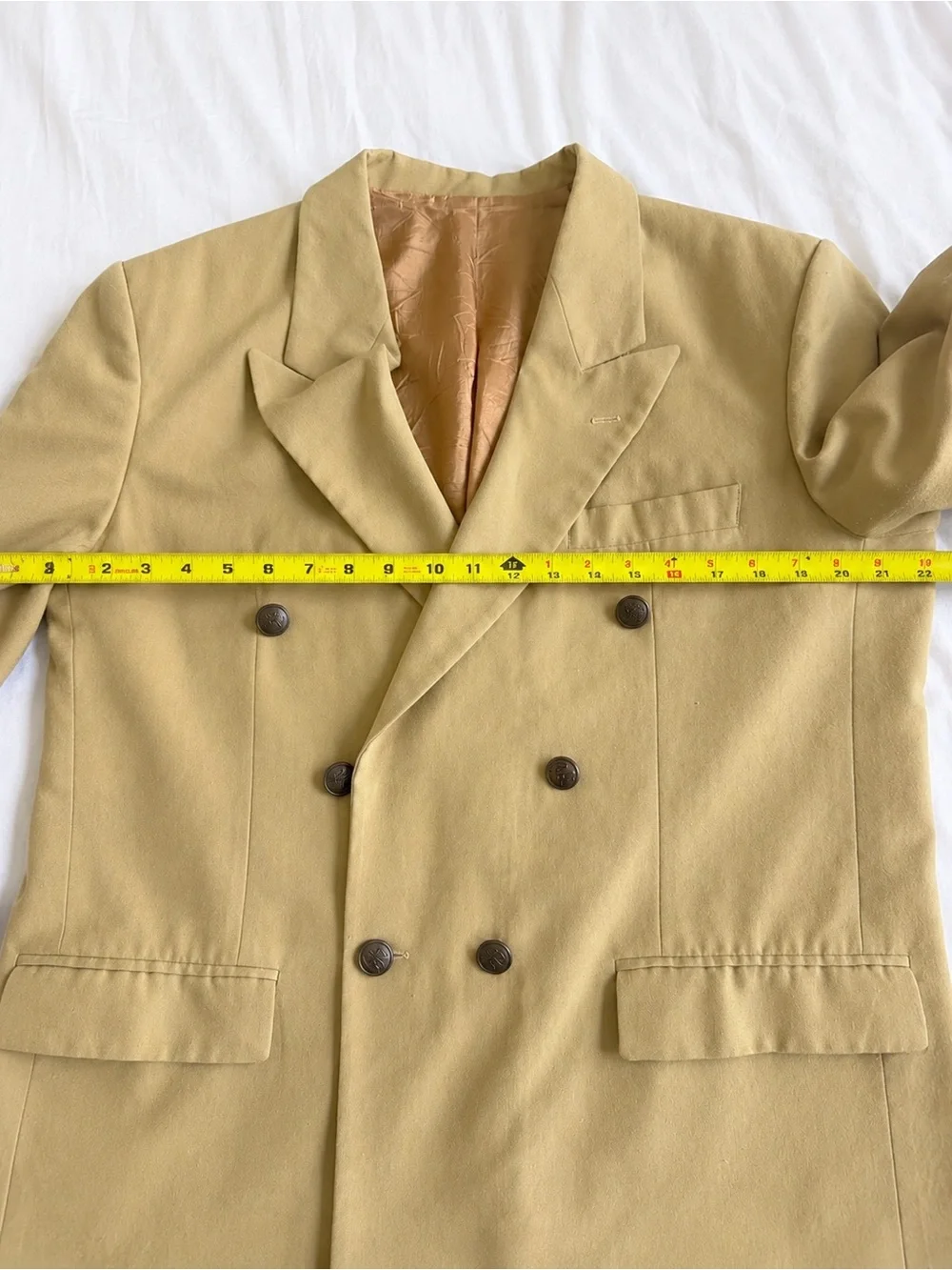 Vintage Pierre Balmain Paris Double Breasted Blazer Tan Beige  Buttons L